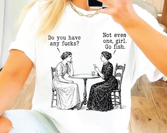 Funny Cuss Curse Words SVG PNG, F word Funny Quotes Sketch, Women Playing Poker, Do You Have Any Fucks? Go Fish Girl, Sublimation Design.