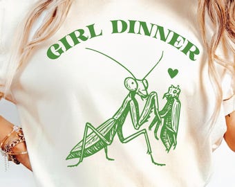 Girl Dinner SVG PNG, Funny Praying Mantis Eating Male Mantis