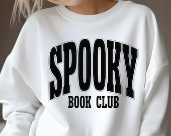 不気味な読書クラブ SVG PNG、本っぽい png、ハロウィーン png、秋の本 png、本 png、流行の秋 Png、シャツ、ステッカー、ブックマークのデザイン Png。