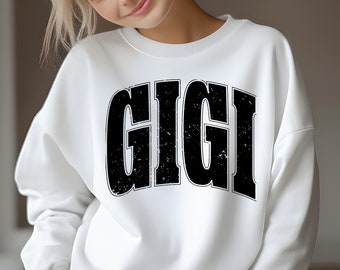 Gigi SVG PNG Cut File, Retro Auntie Varsity, Grandmother, Sublimation Design.