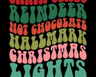 Retro Christmas SVG PNG, Wavy Text Shirt Design (Digital Download)