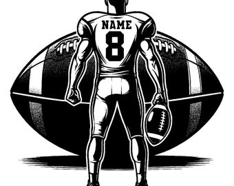 Football Player Svg Png, Personalized Name, Football Name Svg, Custom Name And number, Football Shirt, Football Season, Sublimation Design.