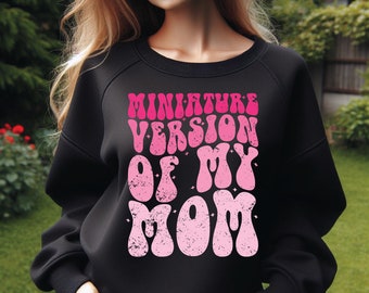 Miniature Version Of My Mama Svg Png, Kid Toddler Boy Girl, Sublimation Design, Cut File For Cricut, Wavy Groovy Vintage Retro.