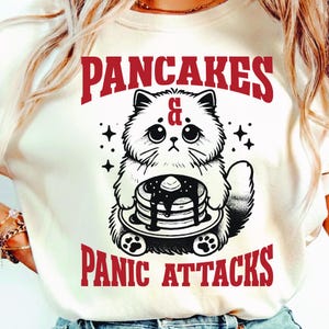 Pfannkuchen und Panikangriffe SVG PNG, psychische Gesundheit, Angstkatze, trendige Retro Vintage witzig, Sublimationsdesign.