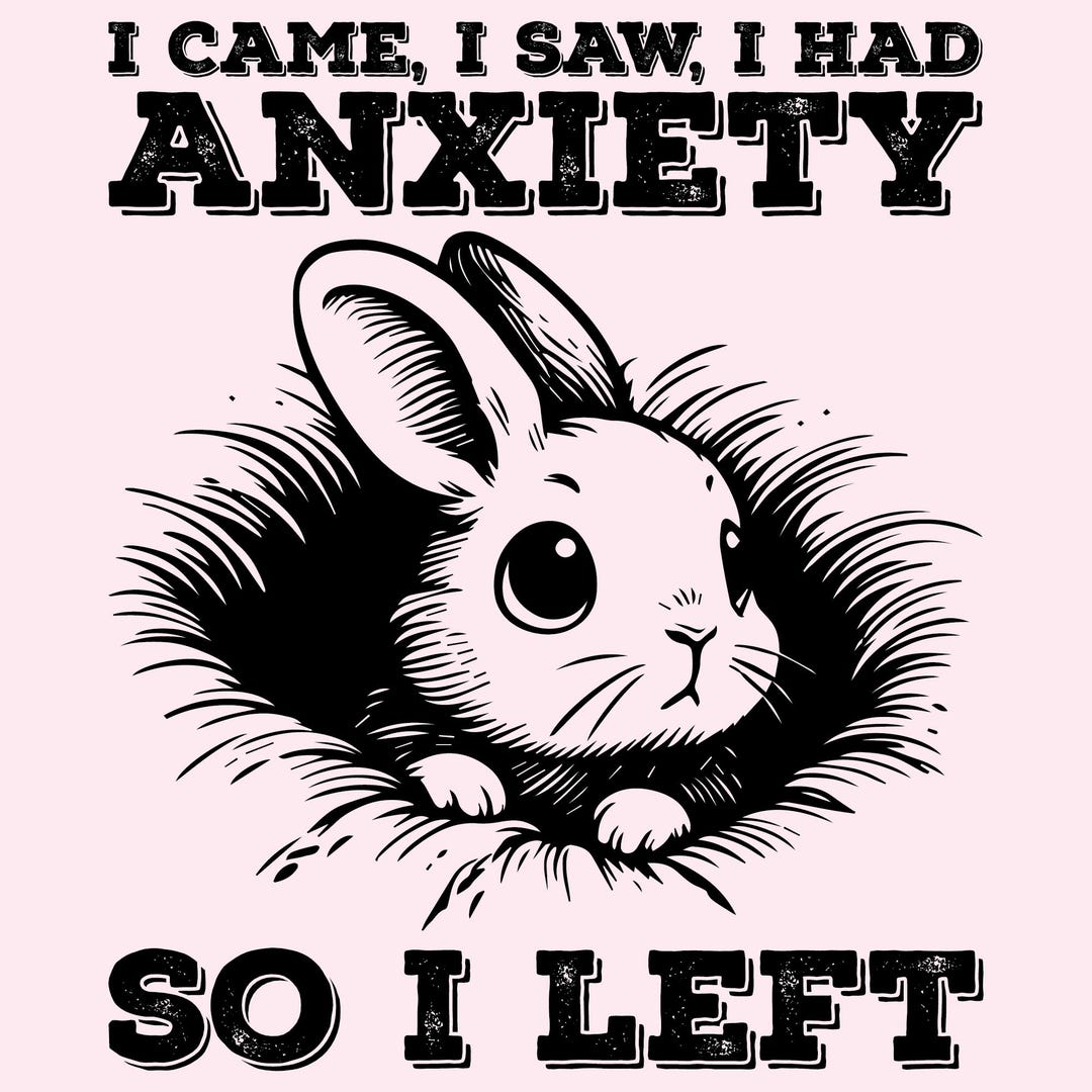 Anxiety Rabbit SVG PNG: Funny Mental Health Design (digital Download ...