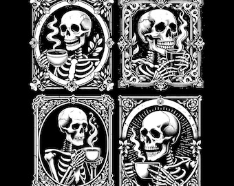 Funny Skeleton Coffee SVG PNG Bundle, Skeleton Drinking Coffee lover, Sarcastic Mom, Snarky Mama, Cut File Sublimation