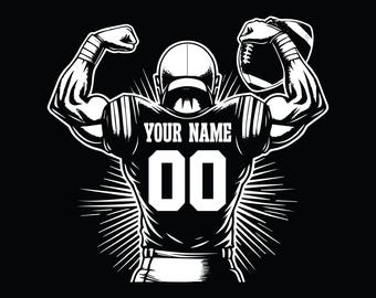 Custom Football Player Svg Png, Personalized Name, Football Name Svg, Football Shirt, Football Season, Sublimation Design.