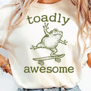 Toadly Awesome SVG PNG Cut File, Toad On A Skateboard, Funny Vintage Frog and Toad, frog, Sublimation Design.