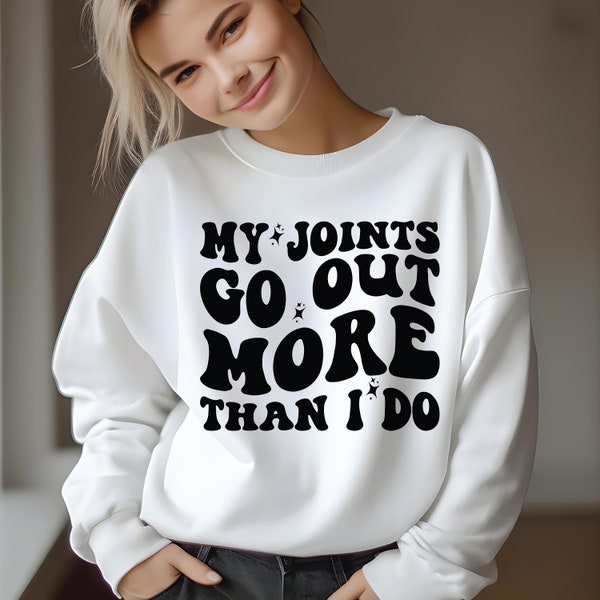 My Joints Go Out More Than I Do SVG PNG Cut File Cricut Sublimation, Mom Life, Hippie Mom, 420 Mom, Digital Download Silouhette Wavy Stacked