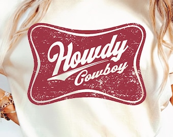 Howdy Cowboy SVG PNG, Western Sublimation Design, Country Concert, Westerncore, Grungy Country, Digital Download.