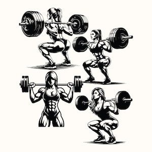 Weibliches Gewichtheben SVG Png, Gewichtheber Clipart, Gewichtheber, weibliche Gewichtung, Fitness-Studio Silhouette, Workout svg, Fitness svg, Barbel Girl.