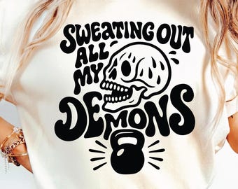 Skull Workout Art, Sweating Demons, Kettlebell Design (Digital Download)