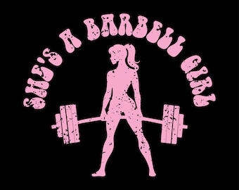 She&#39;s A Barbell Girl Png Svg, Funny body Svg, Builder Weightlifter Svg, Game Day Svg, Pink Girl Svg, Sport Girl Svg, Vintage Retro Design