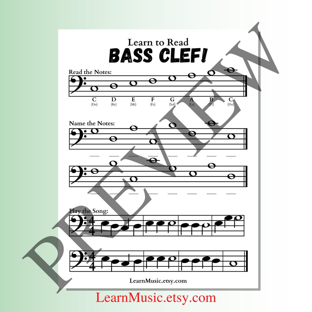 Learn to Read Music - Bass Clef - Music for Children - Etsy UK