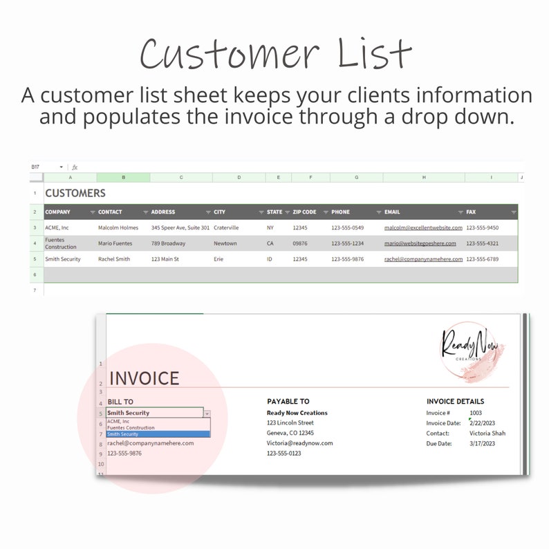 Sales Invoice I Built-in Customer List and Invoice Tracking Sheet I ...
