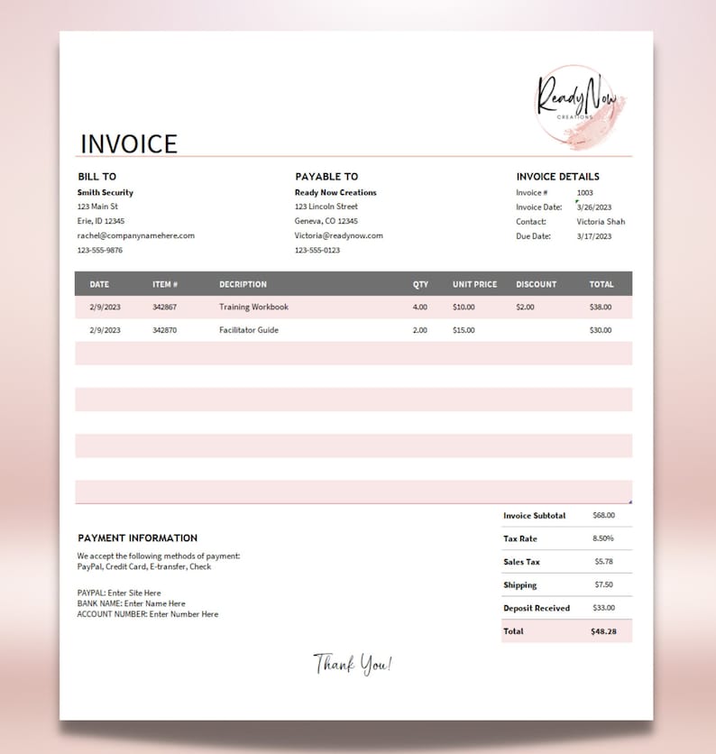Sales Invoice With Built-in Customer List and Invoice Tracking Sheet I ...