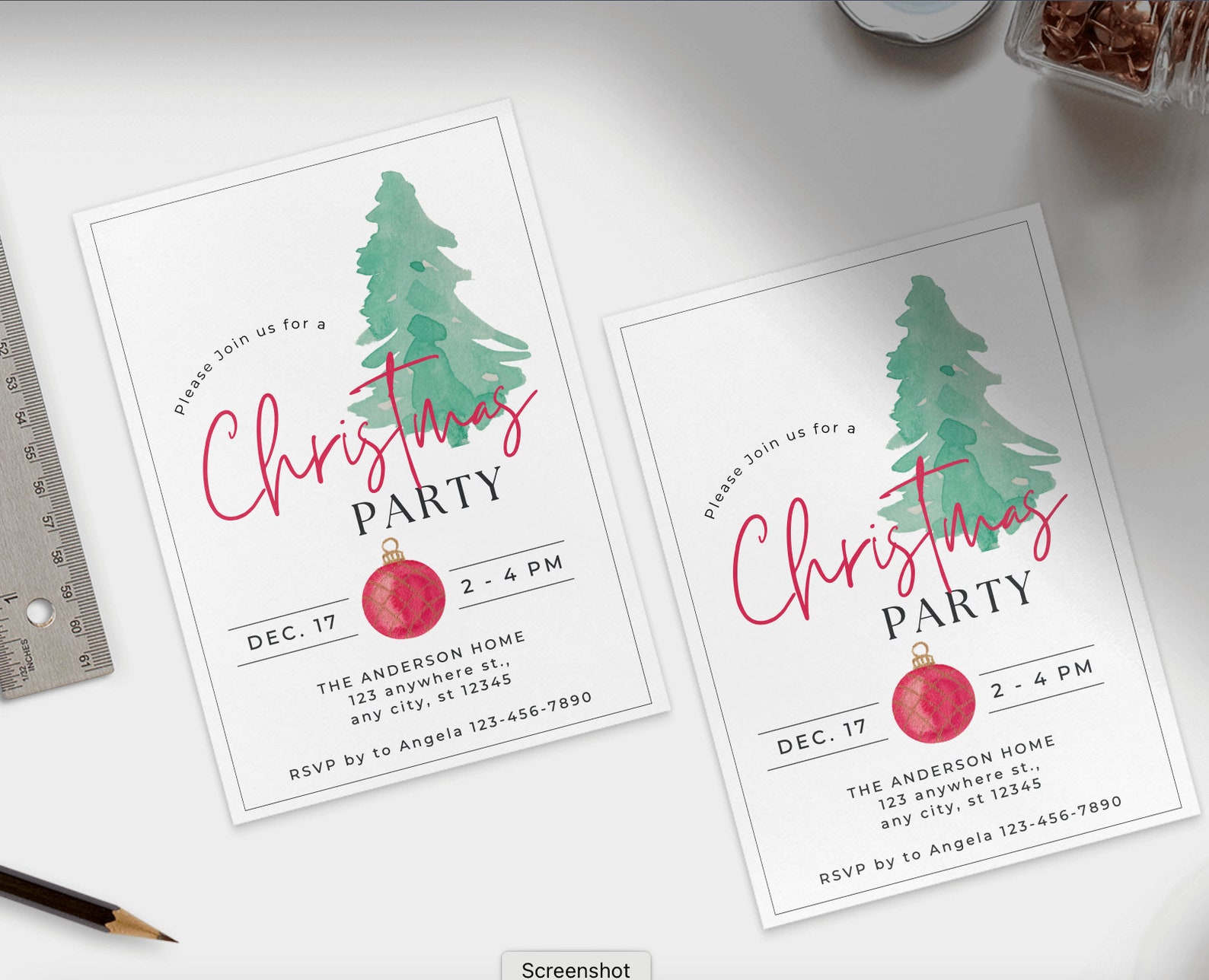 Christmas Party Invitation Template Downloadable Editable - Etsy
