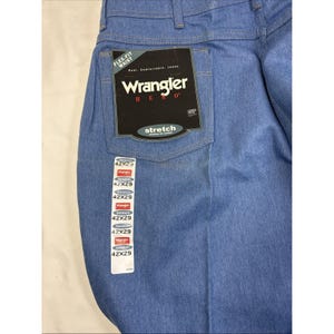 VTG Men's Wrangler Hero Jeans Light Blue Denim Stretch 42x29 Flex Fit Waist 画像 1