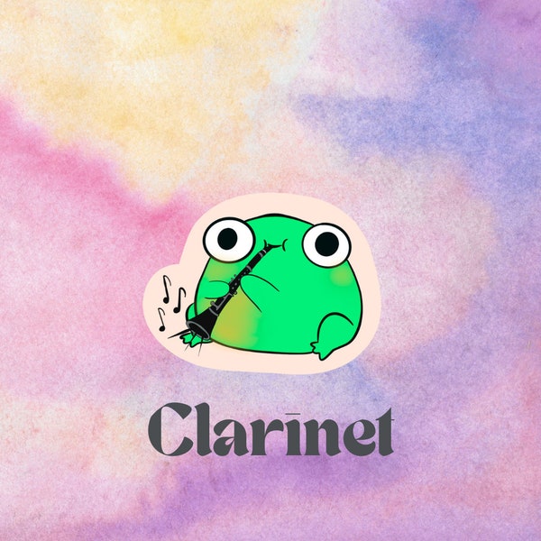 Clarinet Frog Sticker