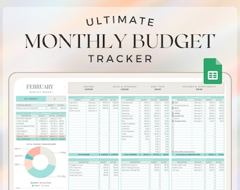 Monthly Budget Spreadsheet for Google Sheets | Digital Budget Planner Template Monthly Budget Financial Planner Excel Budget Finance Tracker
