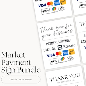Small Business Urlaub Markttisch Stand Zahlungsmethode Schild | Apple Square Cash Interac Credit Kontaktlose Zahlungsmöglichkeiten Schild Poster