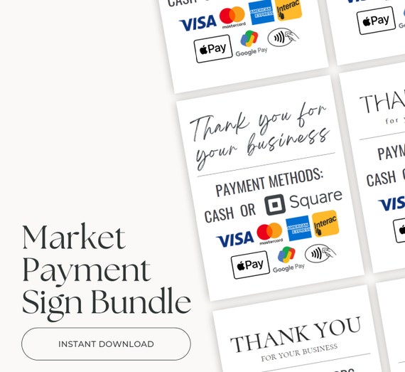 Small Business Holiday Market Payment Method Sign | Vendor Fair Signage (PDF)
