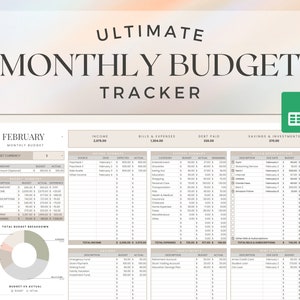 Monthly Budget Spreadsheet for Google Sheets | Digital Budget Planner Template Monthly Budget Financial Planner Excel Budget Finance Tracker