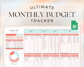 Monthly Budget Spreadsheet for Google Sheets | Digital Budget Planner ...