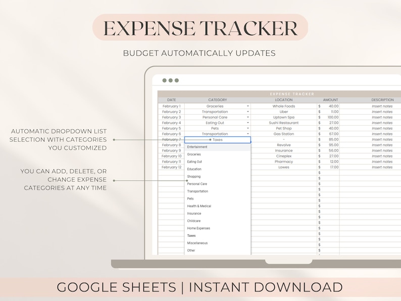 Monthly Budget Spreadsheet for Google Sheets | Digital Budget Planner ...