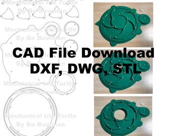 Descarga de archivos CAD de tortuga iris mecánica para corte por láser, DXF, DWG, descarga instantánea