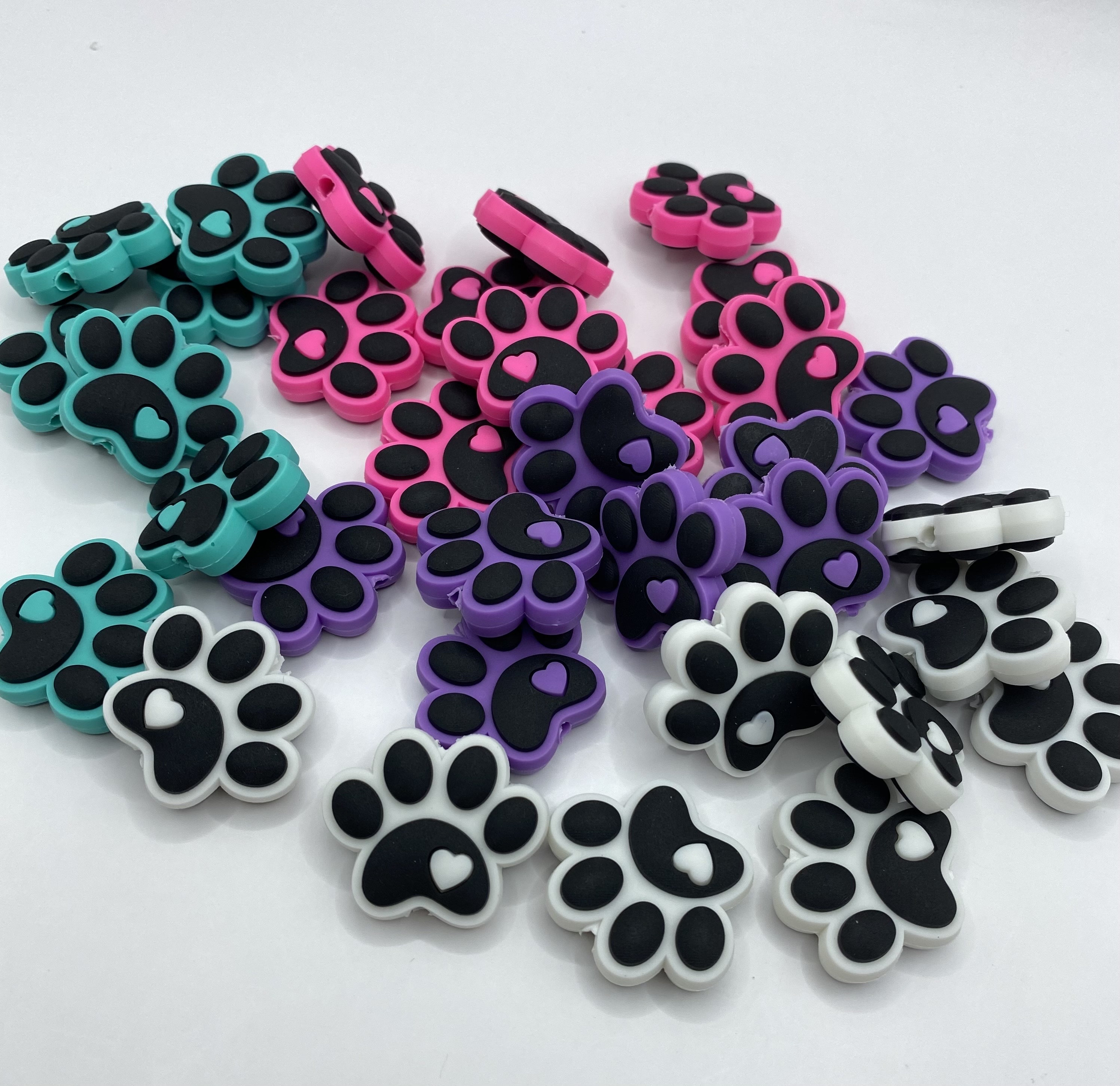 Paw Print Silicone Focal Bead