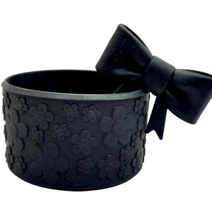 Black Bow Straw Topper and Floral Textured Tumbler Boot - Silicone Boot- Tumbler Accessories- Bundle