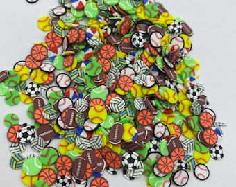 Sports Balls Polymer Clay Slices   5mm.  0.5 oz bag