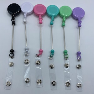 3 Beadable Badge Bar  Reels - retractable- in your choice of colors