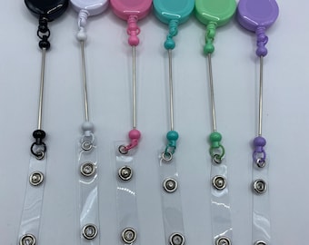 3 Beadable Badge Bar  Reels - retractable- in your choice of colors