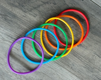 Women’s Silicone Jelly Bracelet - Stackable - set of 6- size 7” - Rainbow stack