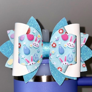 Bunny Bow Straw Topper, Tumbler Straw Topper, Tumbler Accessories, Easter