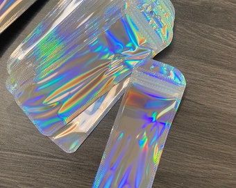 10 Holographic Pen Bags Resealable
