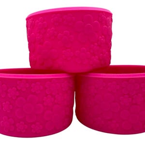 Bright Pink Floral Textured  Tumbler Boot - Silicone Boot- Tumbler Accessories