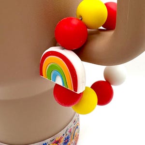 Rainbow Beaded Cup Charm - cup handle charm - tumbler charm - accessories
