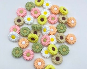 Daisy Silicone Focal Bead, 20mm, choose color