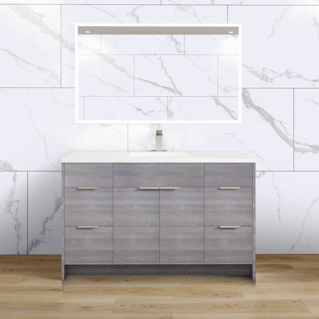 48 Inch Bathroom Vanity White Wood Single Sink With Drawers Frameless