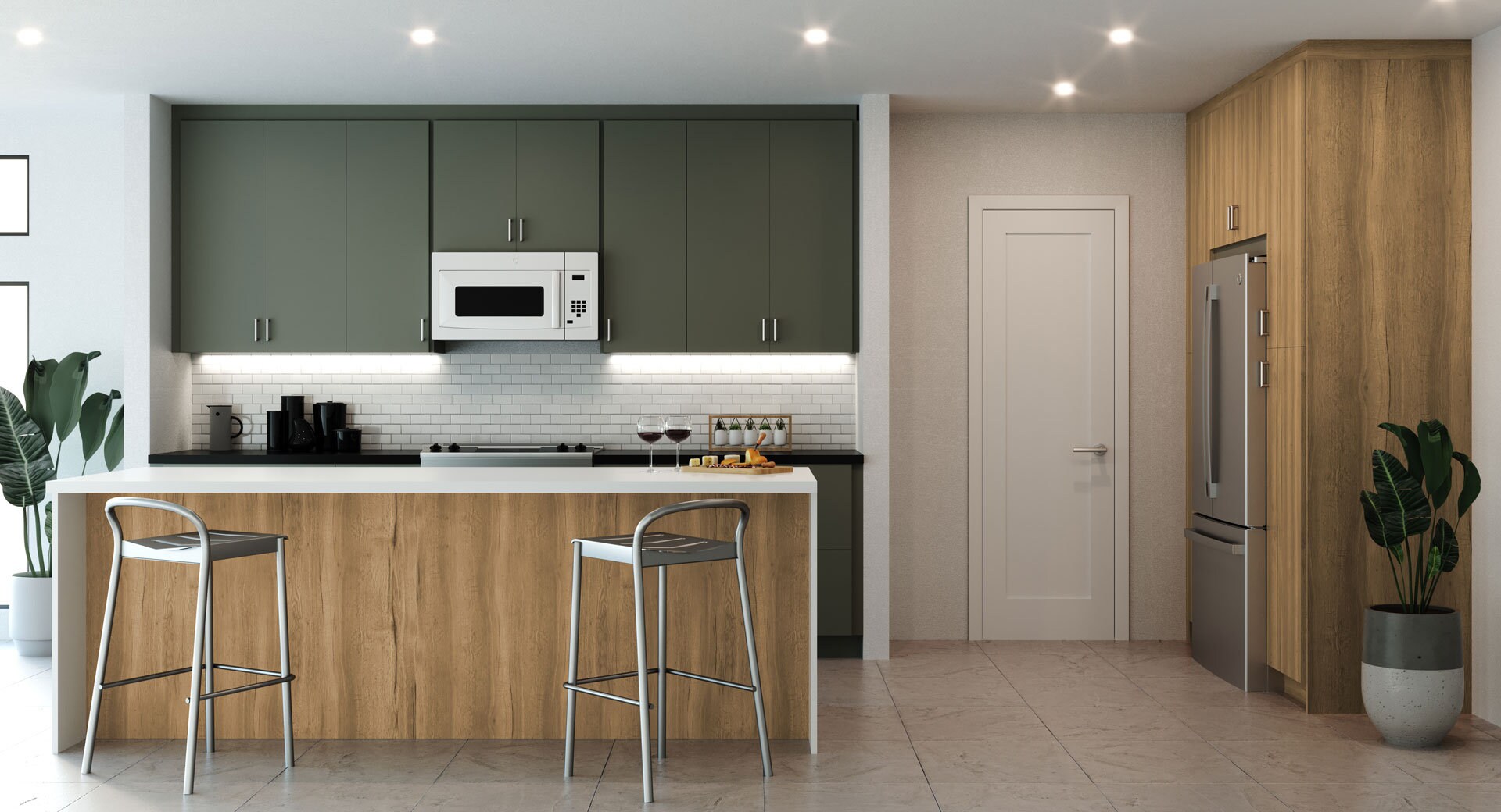 Natural Oak Wood Kitchen Frameless European Style