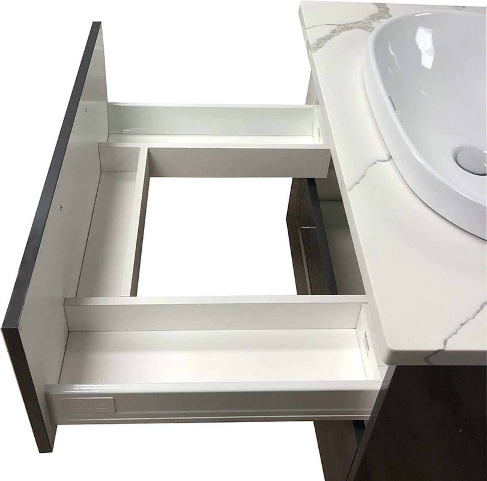 Pale Pine Woodgrain Floating Vanity 30 Inch W/ 2 Drawers Modern Flat ...