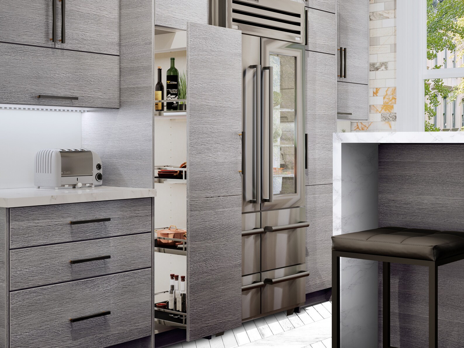 Grey Wood European Kitchen Frameless European Style