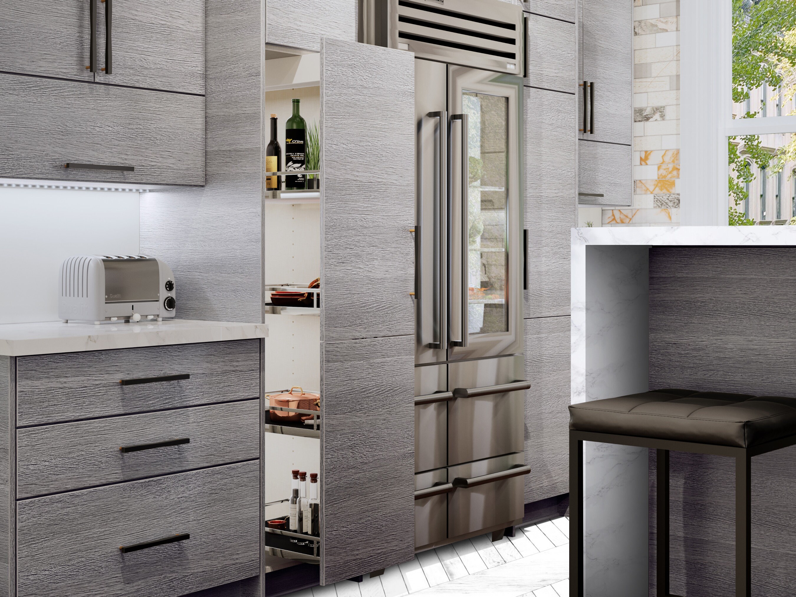 Grey Wood European Kitchen Frameless European Style