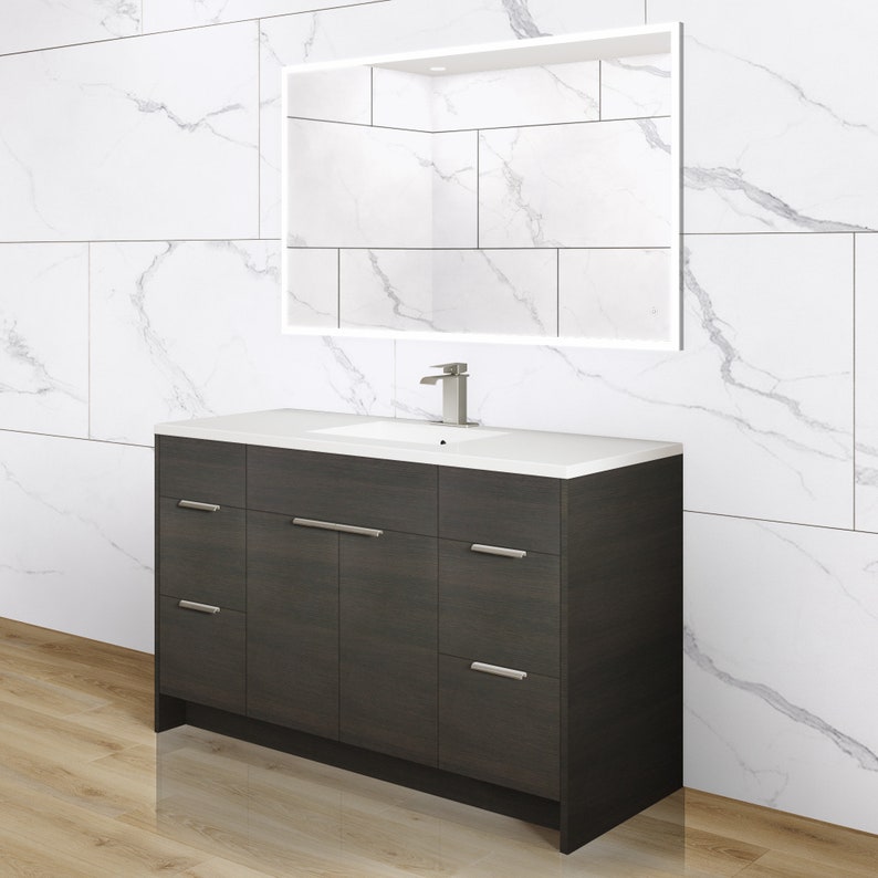 48 Inch Bathroom Vanity Dark Brown Wood Single Sink With Etsy