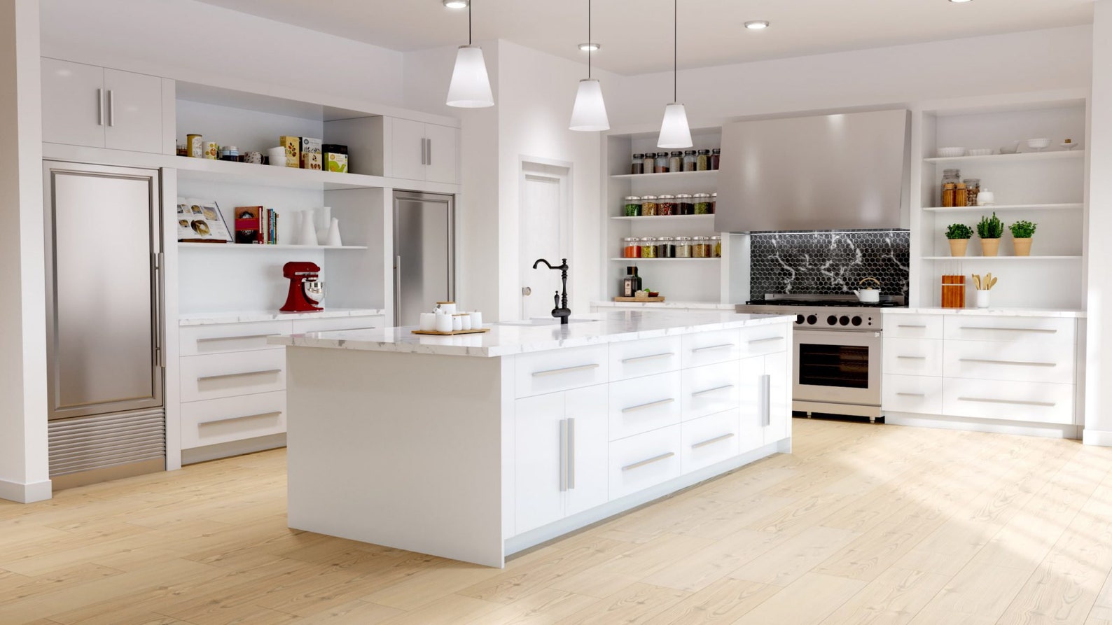 Ultra White European Kitchen High Gloss Frameless