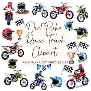 Dirt Bike Watercolor Clipart, 46 Cliparts, Dirt Bike Clipart image 1