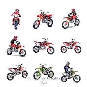 Dirt Bike Watercolor Clipart, 46 Cliparts, Dirt Bike Clipart image 4